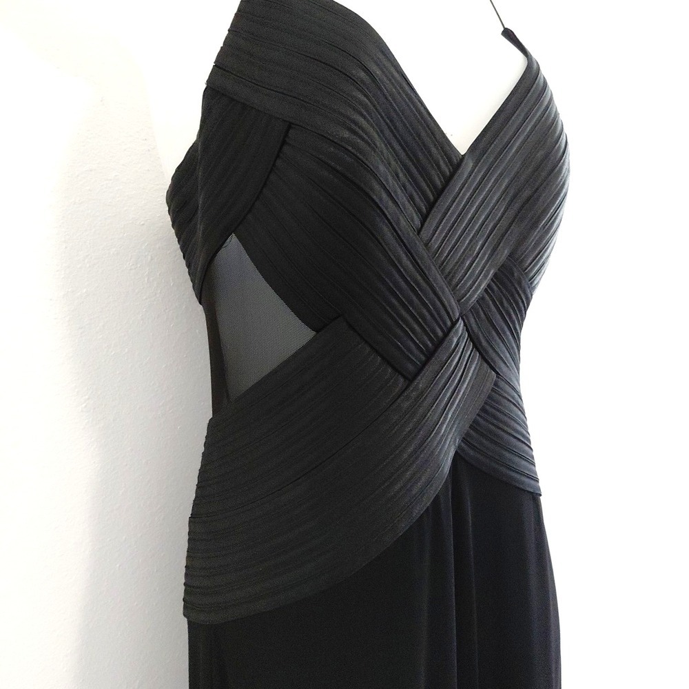Evening Bandage‎ Corset Dress SMALL Black Mesh Flair Vampire Fairygoth VTG Sheer - Picture 6 of 16